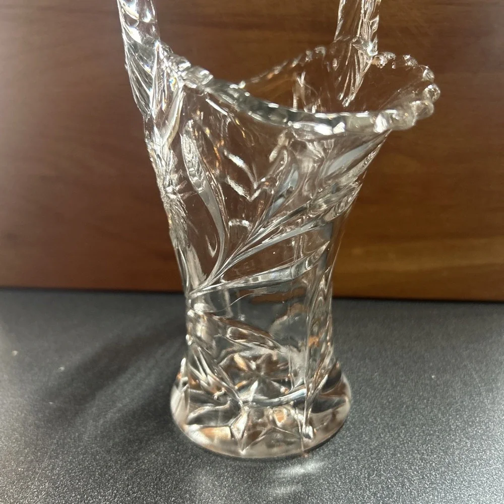 Vintage Glass Basket with Handle Easter Spring Decor
